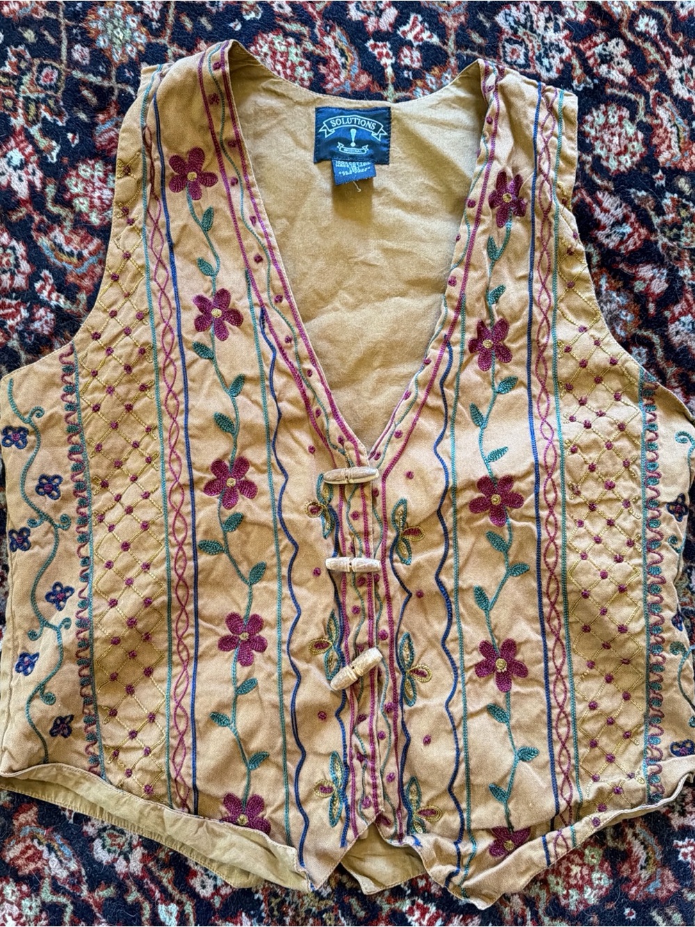 Embroidered Floral Tan Vest - Women